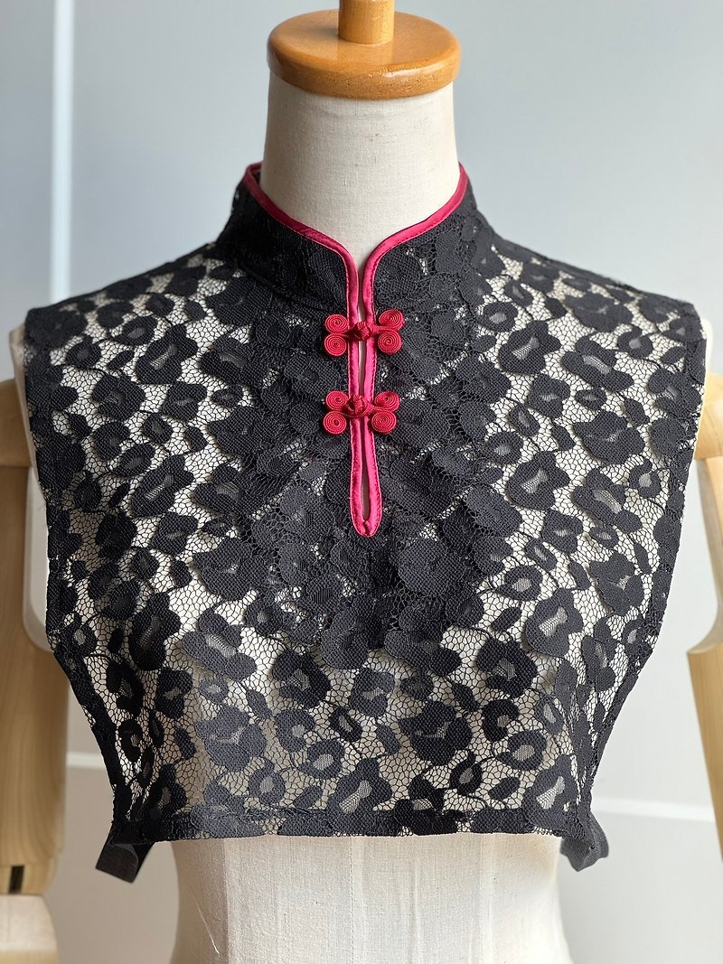 Items on sale from 8:00pm on April 19th Lace Chinese collar / Red leopard - Qipao - Polyester Blue