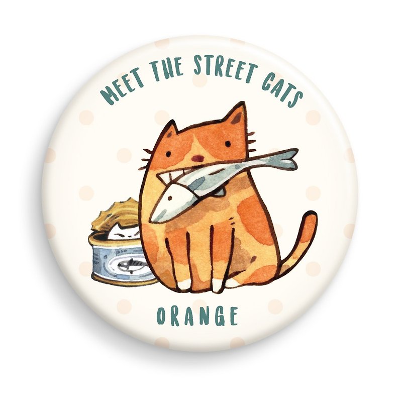 afu small badge / meet street cat-orange-44mm - Badges & Pins - Plastic White
