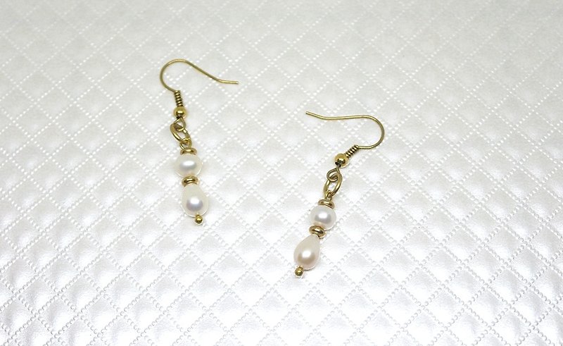 X Bronze precious natural stone * u * - hook earrings - Earrings & Clip-ons - Gemstone White