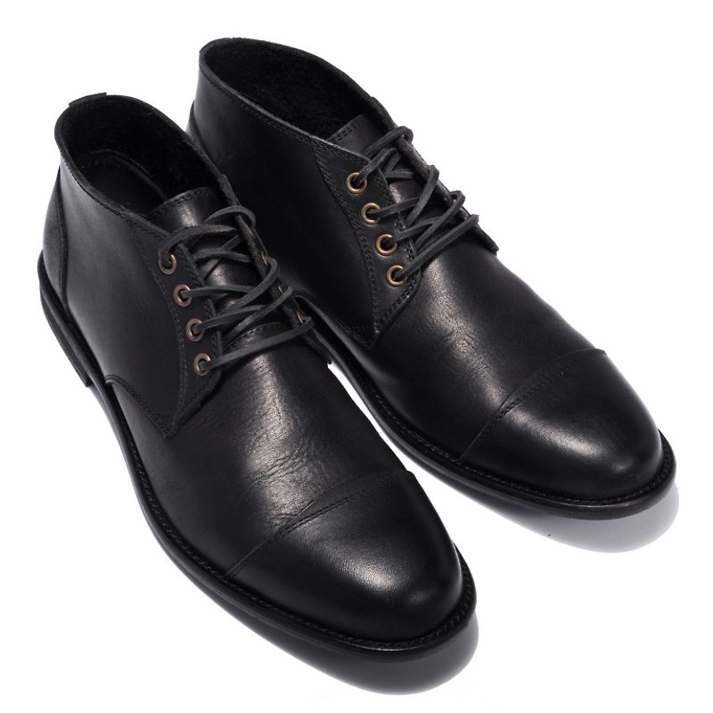 ARGIS classic gentleman in the tube Derby shoes #12103 black - Japanese handmade - รองเท้าหนังผู้ชาย - หนังแท้ สีดำ