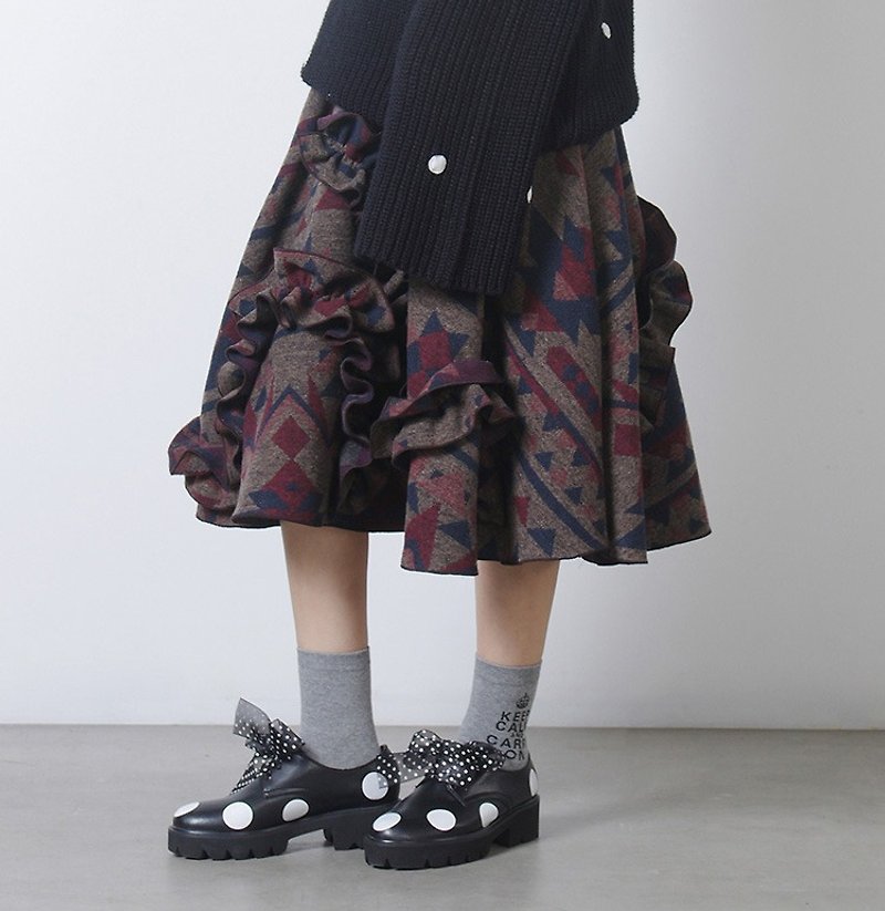 Brown gray geometric hair skirt A skirt - imakokoni - กระโปรง - ขนแกะ สีม่วง