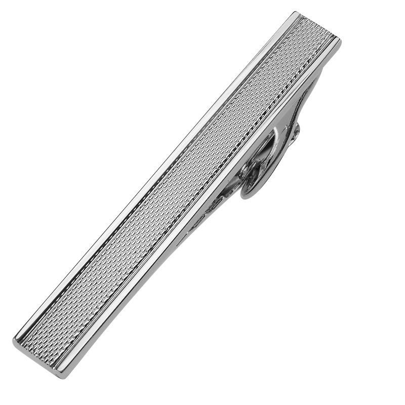 51mm Silver Diamond Texture Tie Clips - เนคไท/ที่หนีบเนคไท - โลหะ สีเงิน