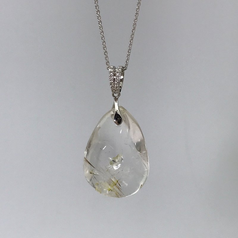925 Silver Purple Titanium Crystal Necklace Teardrop Bead 2cmx1.5cmx8.8mm - Necklaces - Gemstone Gold
