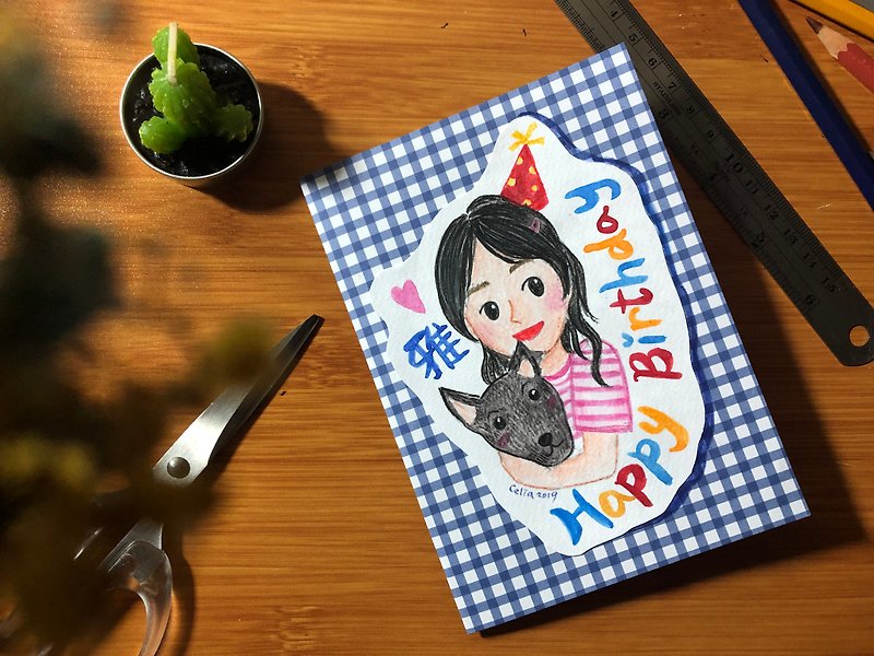 [Illustration looks like a painted card] Q version cute/Valentine's Day/Birthday/Customized Gift/Folding Card - Other - Paper Multicolor