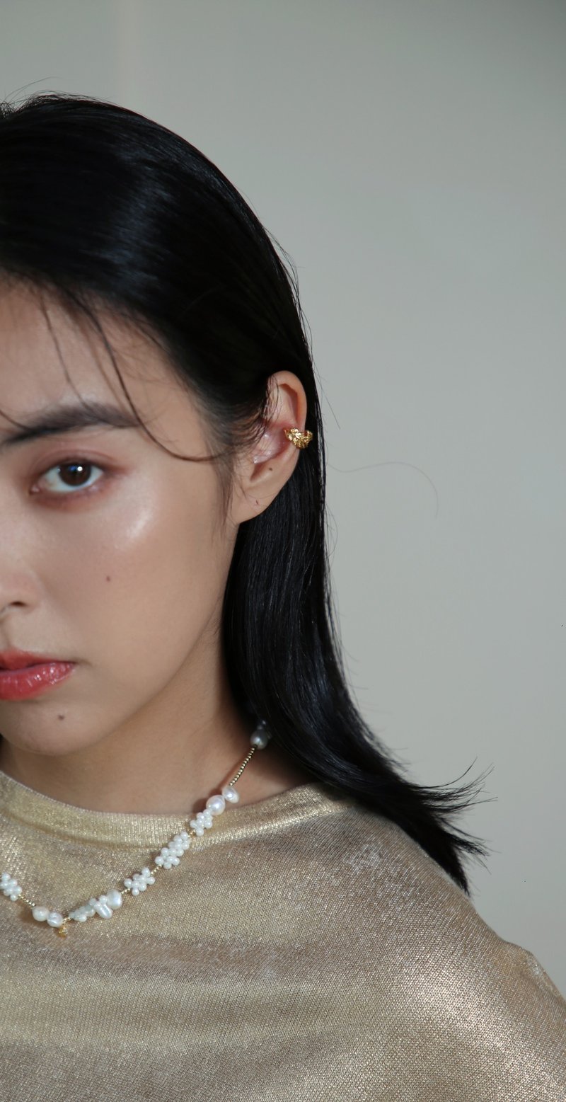 Autumn harvest and winter storage—fallen leaves/ear cuffs - ต่างหู - ทองแดงทองเหลือง สีทอง