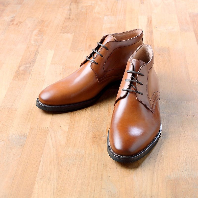 Vanger 都會風格沉穩德比矮靴 Va217褐 - 男休閒鞋 - 真皮 咖啡色