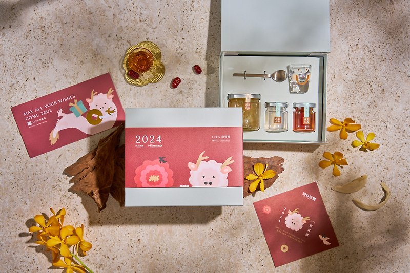 New Year Gift Box Year of the Dragon Charity Co-branded 3-in-1 Comprehensive Fresh Stewed Bird's Nest Gift Box is the first choice for Spring Festival gifts - อาหารเสริมและผลิตภัณฑ์สุขภาพ - อาหารสด สีแดง