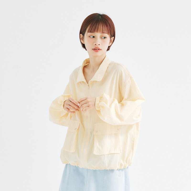 【Simply Yours】輕透短版薄外套 黃F - 女大衣/外套 - 棉．麻 黃色