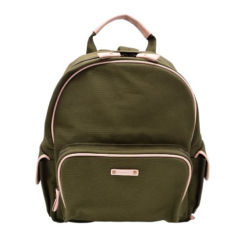 Greenies&Co Leather trim small backpack olive