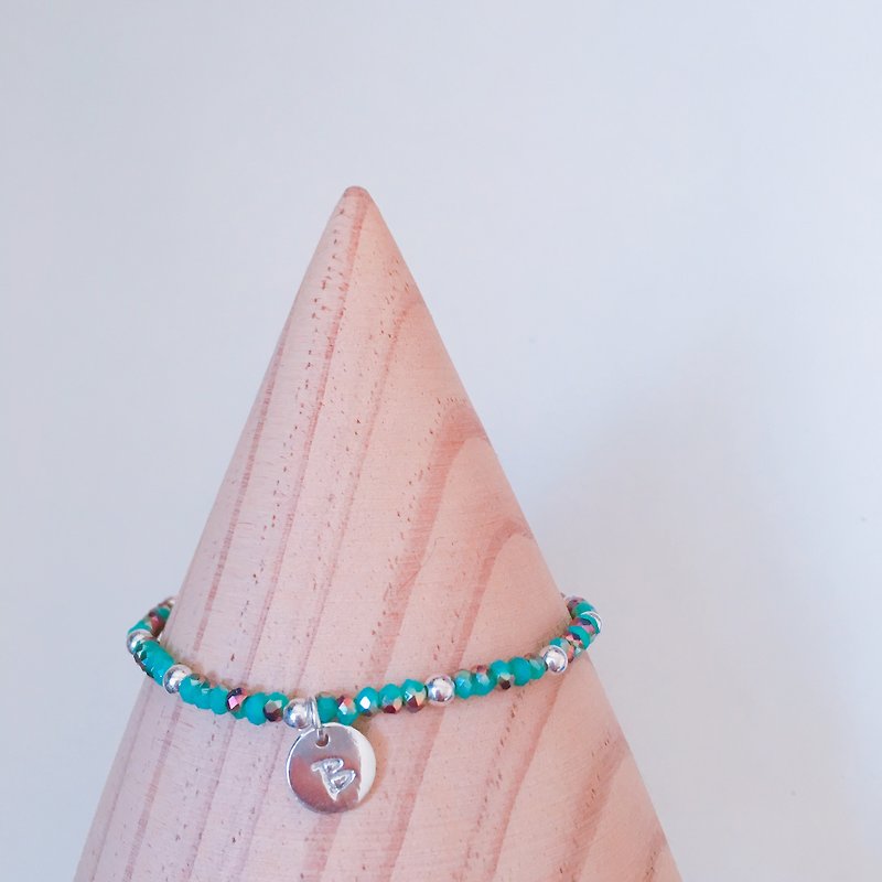 925 sterling silver Swarovski Crystal Beads mini beads small capital - Bracelets - Gemstone Green