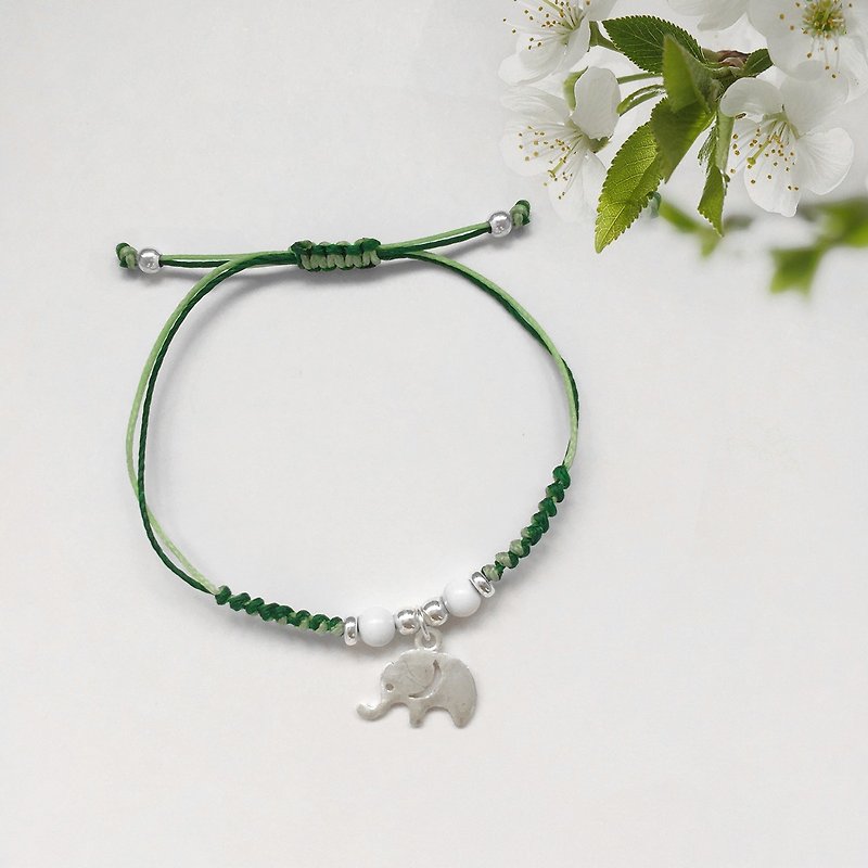 Elephant Bracelet | Friendship Bracelet | Strength Charm | Love Bracelet - Bracelets - Silver Green