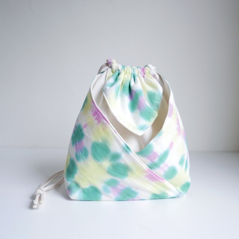 Tie dye/handmade/Kimono bag/hand bag/shoulder bag :Flower: - กระเป๋าแมสเซนเจอร์ - ผ้าฝ้าย/ผ้าลินิน สีเขียว