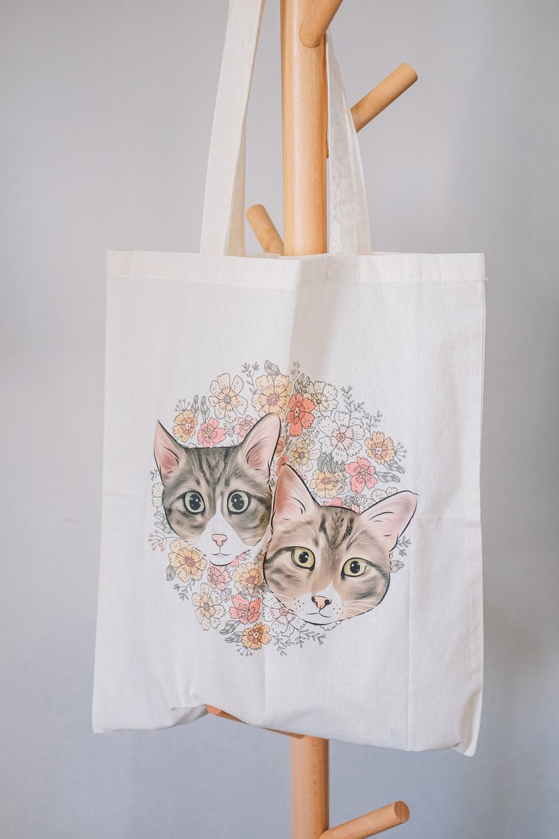 【客製化布袋】寵物 毛孩 人像 HG寵物似顏繪 ⋯Totebag⋯ - 手提包/手提袋 - 棉．麻 
