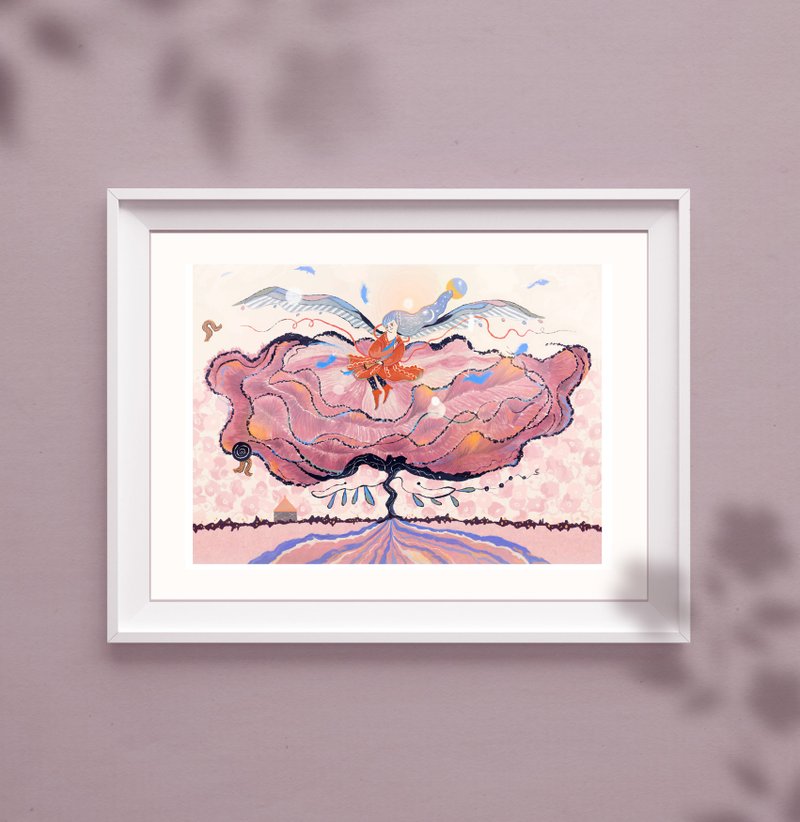 Artist Giclée art print Blossom Home Deco illustration - Posters - Paper Pink