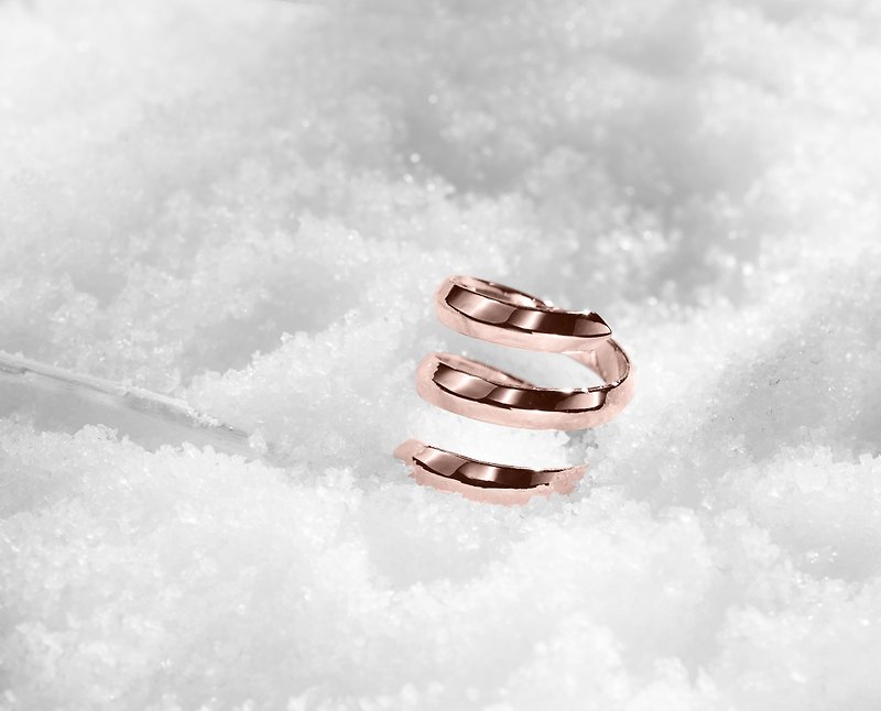 Spiral Promise Ring for Her, Rose Gold Dipped 925 Sterling Silver Ring for Women - Couples' Rings - Sterling Silver Gold