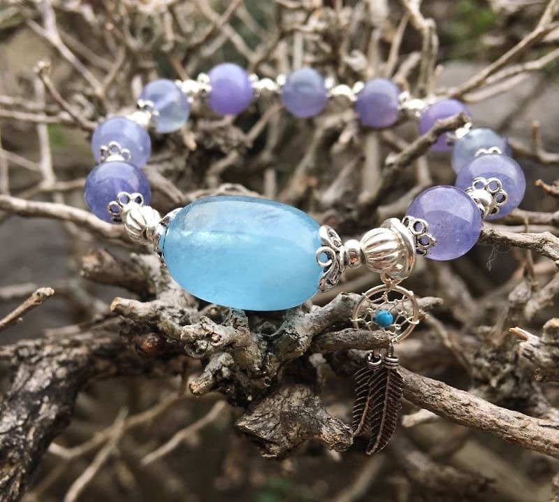 ♦ My.Crystal ♦ ♦ seawater Xianduruila + Tanzanite Sapphire Silver Bracelets - Bracelets - Gemstone Blue