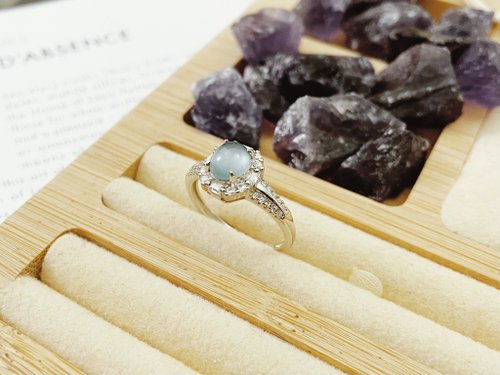 Pine St. Jewelry 松樹街輕奢珠寶 925銀 天然天空藍玻璃 A貨瓜料 翡翠 戒指