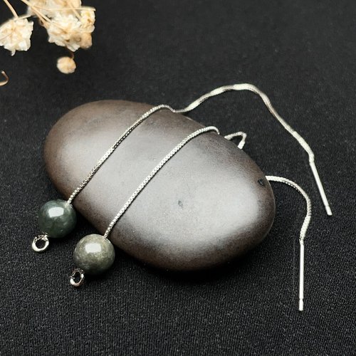 瓔珞珠寶盒 E.L.Jewelry Box 冰糯種翡翠珠925純銀鏈耳環 | 天然緬甸玉翡翠A貨 | 送禮