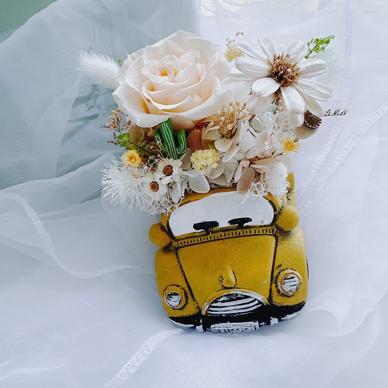 咘咘gaosheng eternal potted flower eternal flower gift - ช่อดอกไม้แห้ง - พืช/ดอกไม้ สีส้ม