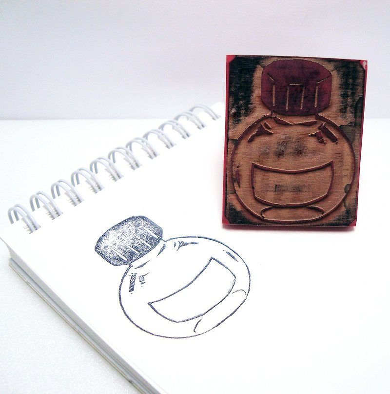 Traditional Red Rubber Stamp-Ink Bottle (Middle)