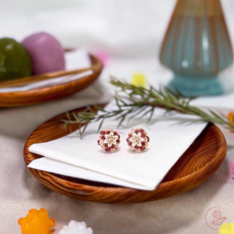 Wagashi - Red - Earrings & Clip-ons - Other Man-Made Fibers Red