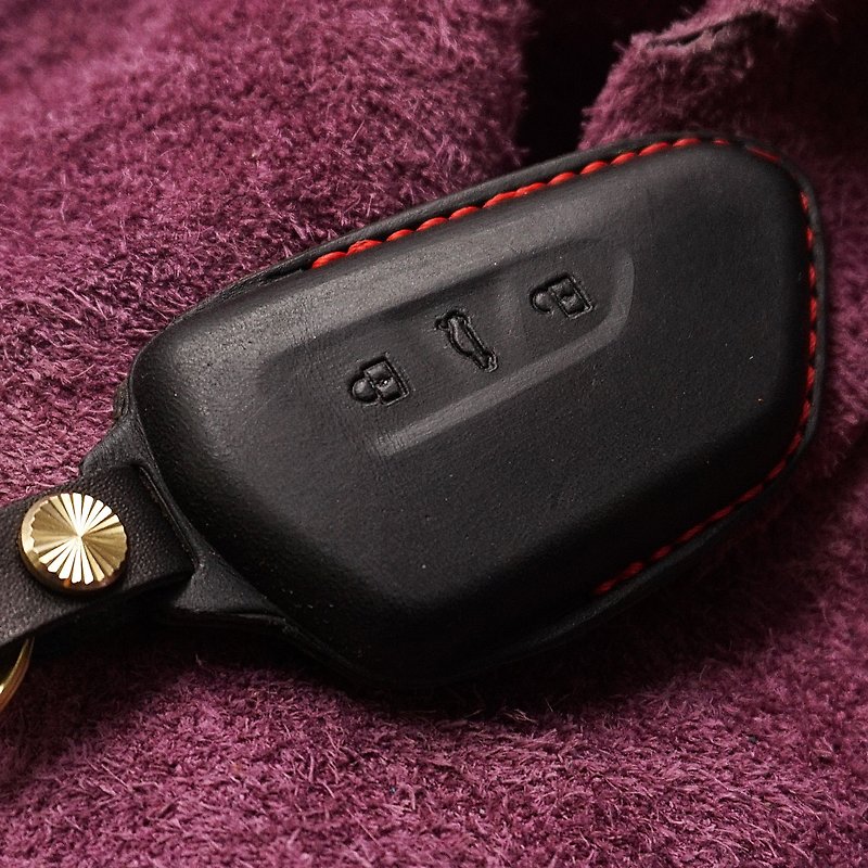 Leather key fob fit for Volkswagen Golf8 Golf 8 MK8 GTI - Keychains - Genuine Leather Black