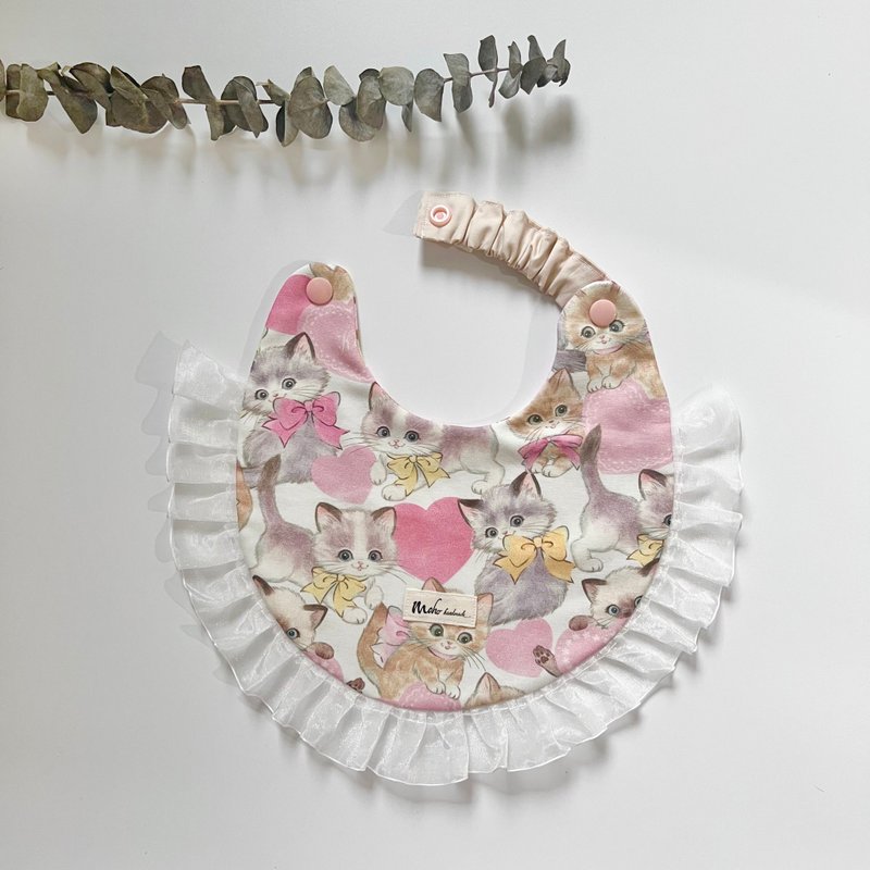 Girls' favorite cat/handmade bib/bib/saliva towel/miyue gift box - Bibs - Cotton & Hemp Pink