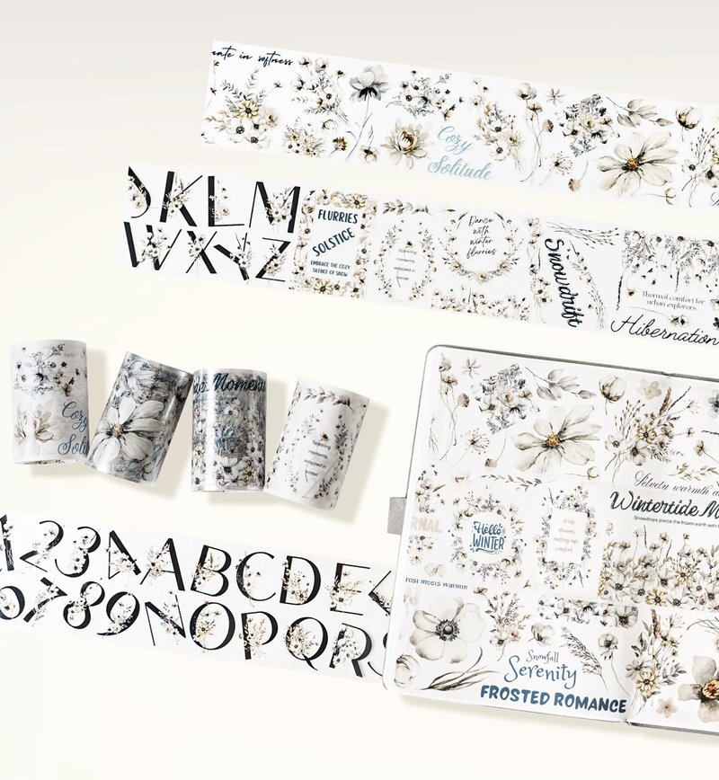 冬華映雪 素色花箋 PET 和紙膠帶 模切 5米卷 - 紙膠帶/和紙/PET - 紙 多色