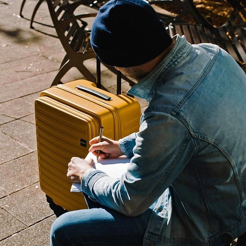 塑膠 行李箱/旅行袋 黃色 - 【預購】【LOJEL】CUBO 26吋 前開式可擴充防盜拉鍊行李箱 芥末黃