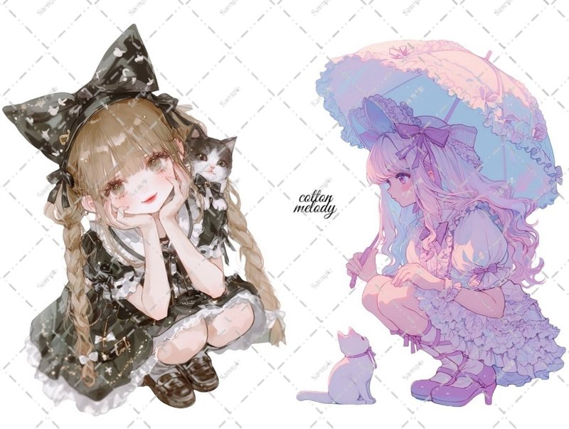 original sticker no.6542 人物ステッカー オリジナルステッカー 人物ステッカー 女の子ステッカー オリジナル人物ステッカー - 貼紙 - 紙 