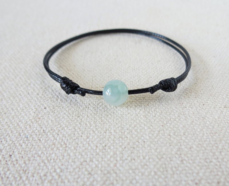 本命年【幸運石】冰飄花翡翠韓國蠟線手鍊*Lgc06*招財、開運 - 手鍊/手環 - 寶石 綠色