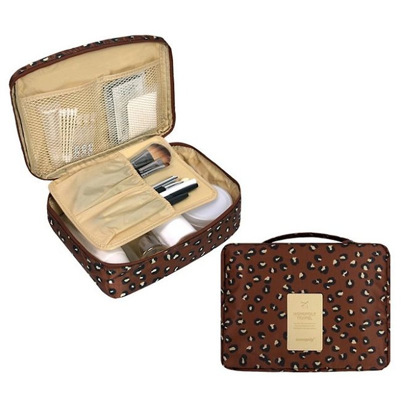 MPL-旅行收納pattern手提萬用包化妝包-豹紋棕,MPL24697 - 化妝包/收納袋 - 塑膠 咖啡色