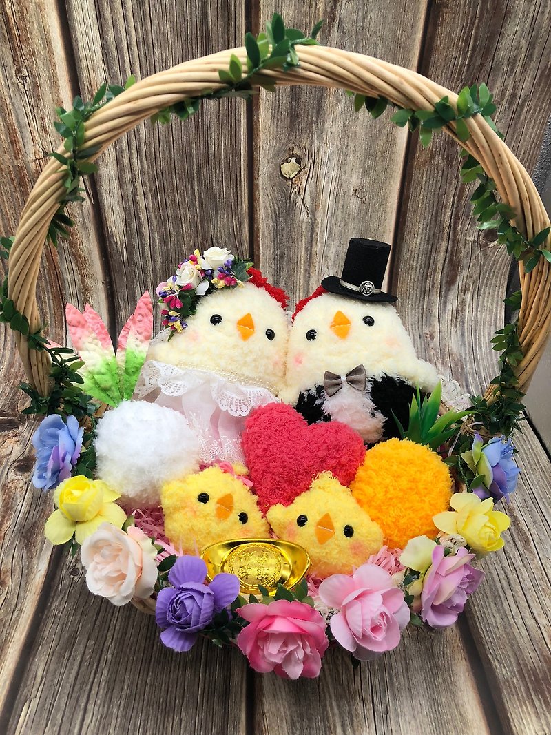 かわいいウールの織りのベルト道路のチキン人形の結婚式の結婚式の結婚式の小さなもの - 置物 - ポリエステル ホワイト