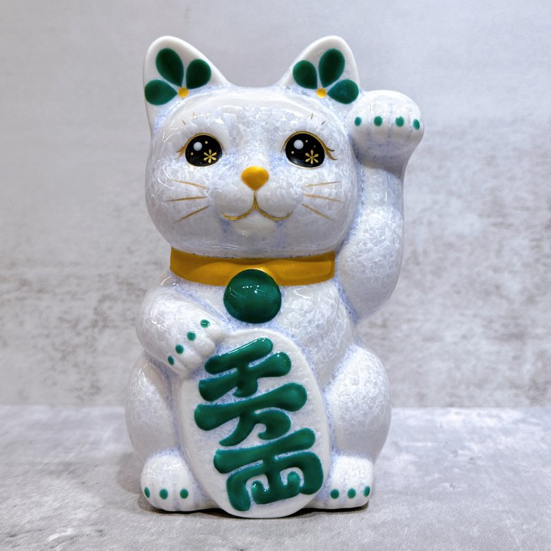 【翠藤招財】日本清水燒招財貓 | 花結晶 藤 千万両 左 - 擺飾/家飾品 - 瓷 藍色