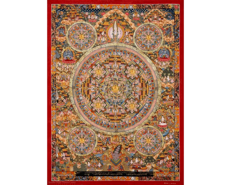 Vibrant Universal Mandala Thangka for Meditation - Wall Décor - Other Materials Multicolor