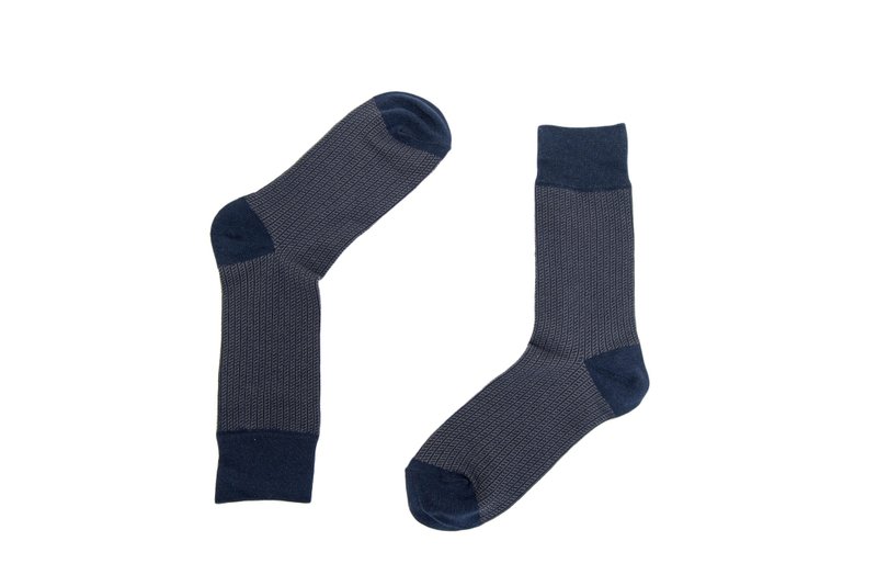 Slub Texture Gentleman Socks Calm Blue - Dress Socks - Cotton & Hemp Blue