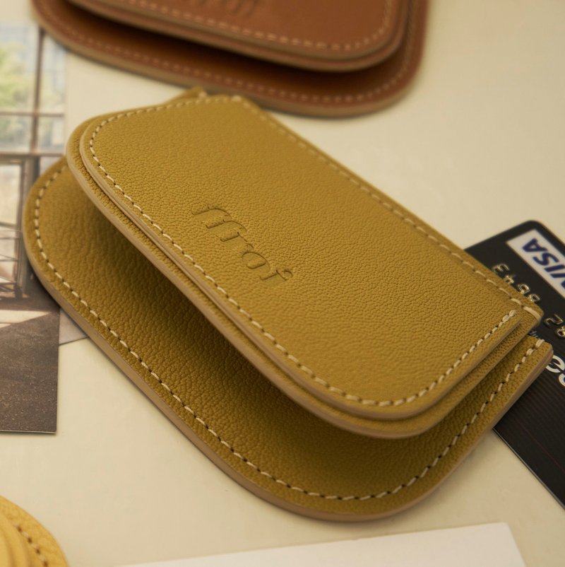 pastry_yellow / card holder / wallet / 6 color - 錢包/皮夾/長短夾 - 真皮 黃色