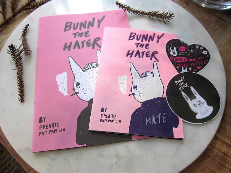 Bunny The Hater zine - Risograph+nomal version set＋stickers  signed＋number limited 50 set - หนังสือซีน - กระดาษ 
