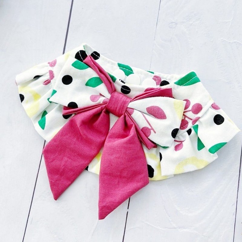 Big floral bow scarf XXS - ชุดสัตว์เลี้ยง - วัสดุอื่นๆ 