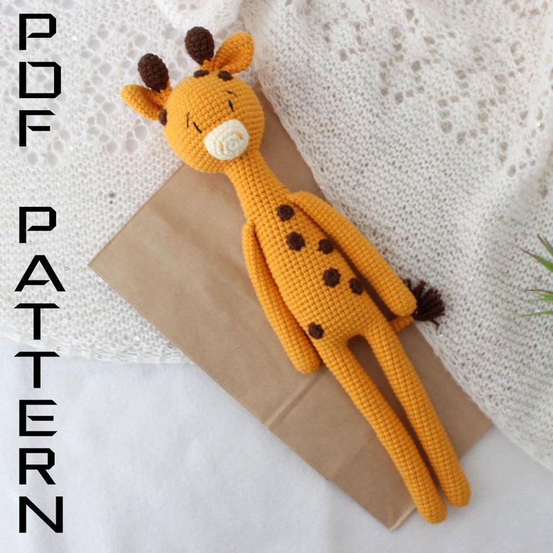 Amigurumi PATTERN plush Giraffe toy for safari nursery decor - 編織/刺繡/羊毛氈/縫紉 - 其他材質 白色