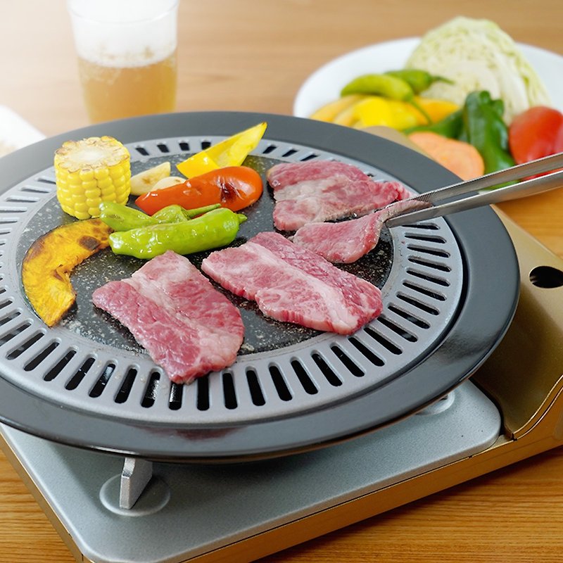 日本和平FREIZ 韓國製味覺探訪石板濾油烤盤/烤肉盤-33cm - 煲/鍋/焗盤 - 其他材質 黑色