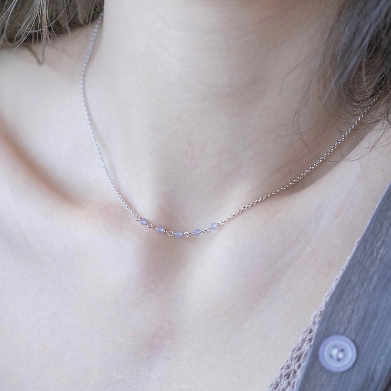 Tanzanite Stone 925 sterling silver necklace strings of fruit - สร้อยคอ - เครื่องเพชรพลอย สีเงิน