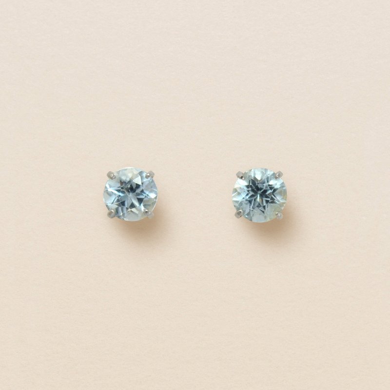 【Second Earrings】 鉑金海藍寶石耳環 - 耳環/耳夾/耳骨夾 - 貴金屬 