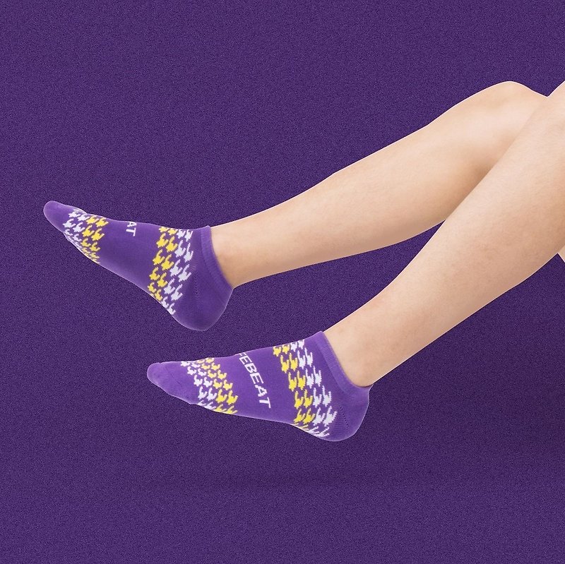 Neo-classic系列千鳥格潮流純棉運動短船襪 男女情侶 - 襪子 - 棉．麻 紫色