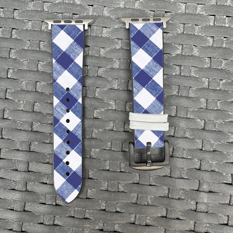 藍色格子紋圖案 Apple Watch 潮流矽膠錶帶 - argyle-be2 - 錶帶 - 矽膠 多色