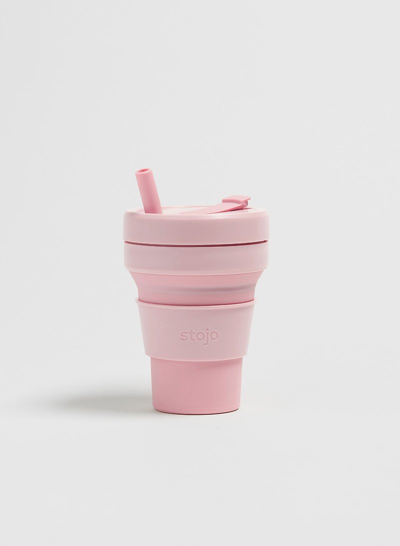 Stojo-環境にやさしい高耐熱シリコーン折りたたみカップ-ピンク