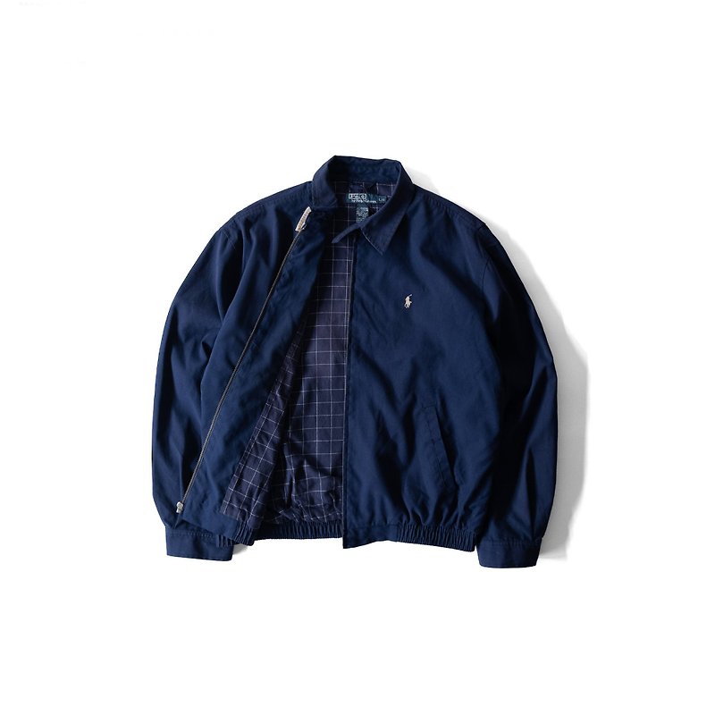 A PRANK DOLLY-Vintage brand POLO dark blue inner check work jacket