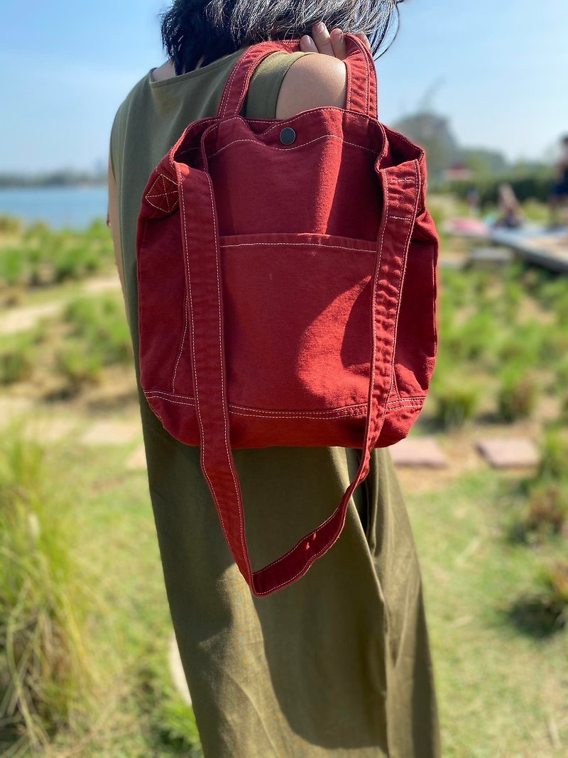 New Brick Little Canvas Tote / Weekend bag / Shopping bag - Messenger Bags & Sling Bags - Cotton & Hemp Orange