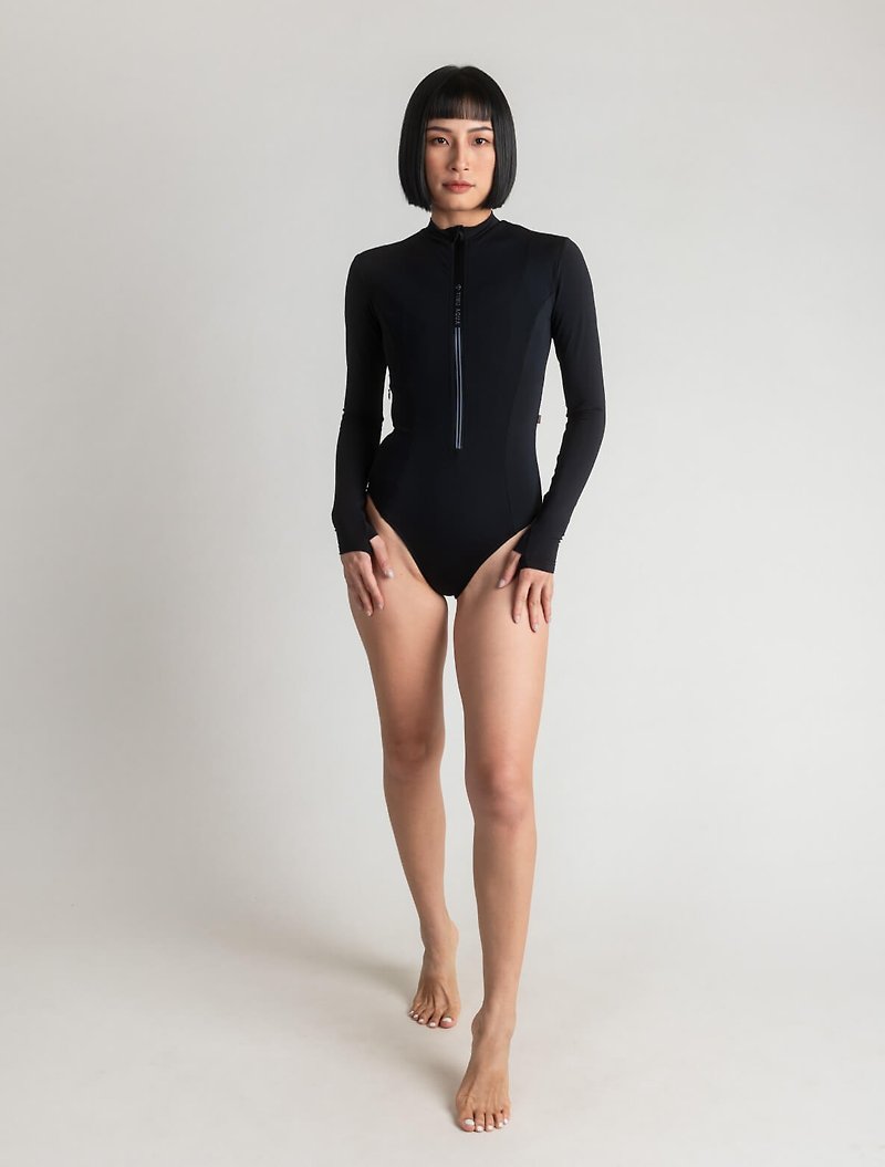 Black/Catwoman hidden pocket sun protection jumpsuit - Women's Swimwear - Other Materials Black