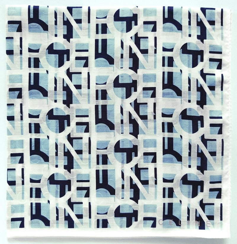 Celine Vintage Scarf Monogram 23 x 22.5 inches - 絲巾 - 棉．麻 藍色